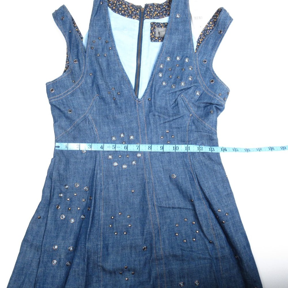 By Anthropologie Grommet Denim Midi Dress Medium Blue Size 00 XXS Petite - Picture 5 of 11